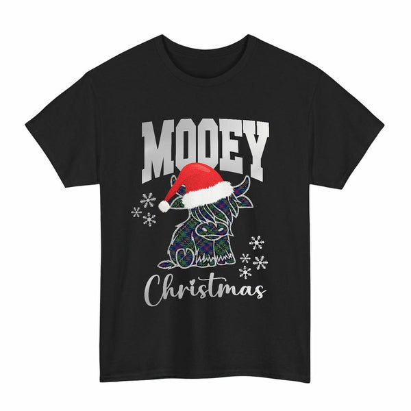 Scottish Wood Modern Clan Tartan T-Shirt - Mooey Christmas Tartan Plaid Black Color