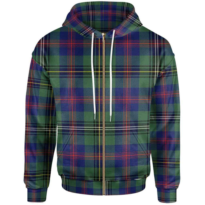 Scottish Wood Modern Clan Tartan Hoodie Zip Tartan Plaid