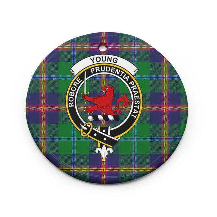Scottish Young Clan Crest Tartan Ceramic Ornament Circle Shape Tartan Plaid