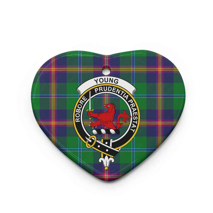 Scottish Young Clan Crest Tartan Ceramic Ornament Heart Shape Tartan Plaid