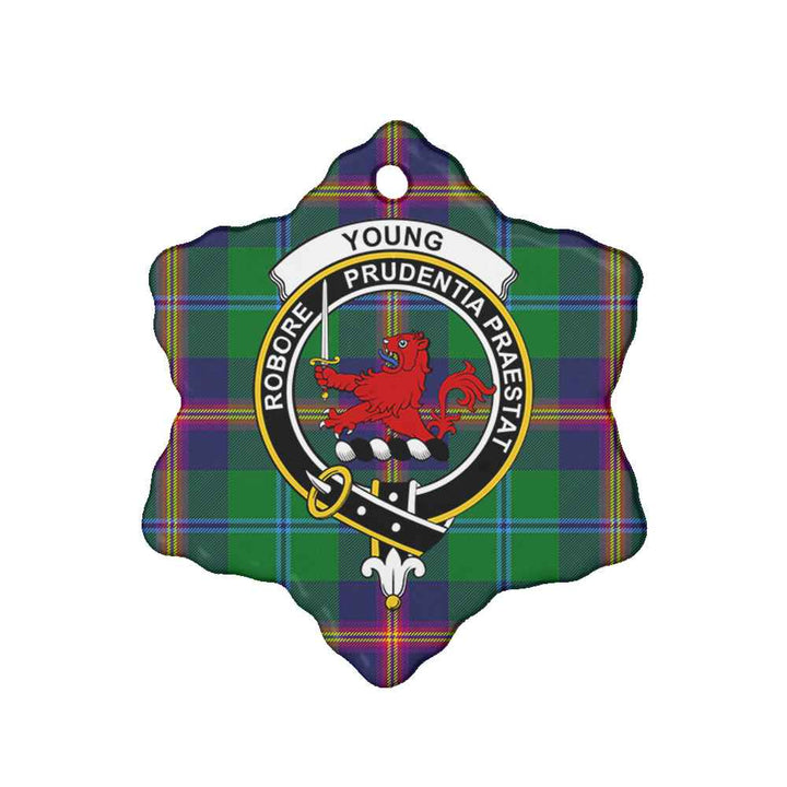 Scottish Young Clan Crest Tartan Ceramic Ornament Snow Flake Shape Tartan Plaid