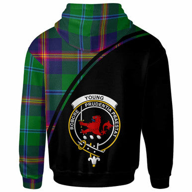 Scottish Young Clan Crest Tartan Curve Hoodie Back Side Tartan Plaid
