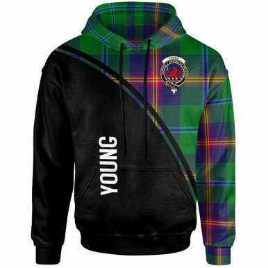 Scottish Young Clan Crest Tartan Curve Hoodie Front Side Tartan Plaid