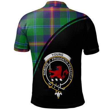 Scottish Young Clan Crest Tartan Curve Polo Shirt Back Side Tartan Plaid