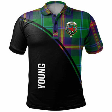 Scottish Young Clan Crest Tartan Curve Polo Shirt Front Side Tartan Plaid