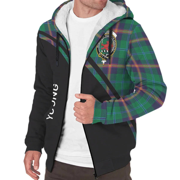 Scottish Young Clan Crest Tartan Curve Sherpa Hoodie