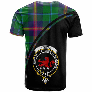 Scottish Young Clan Crest Tartan Curve T-Shirt Back Side Tartan Plaid
