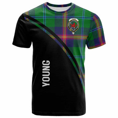 Scottish Young Clan Crest Tartan Curve T-Shirt Front Side Tartan Plaid