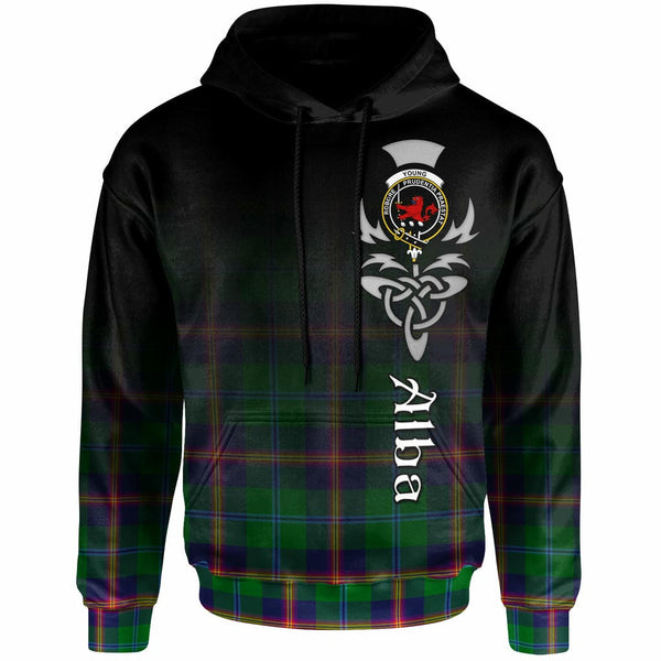 Scottish Young Clan Crest Tartan Hoodie - Alba Gu Brath Family Crest Celtic Inspired Front Side Tartan Plaid
