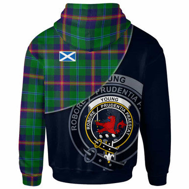 Scottish Young Clan Crest Tartan Hoodie - Bend Style Back Side Tartan Plaid