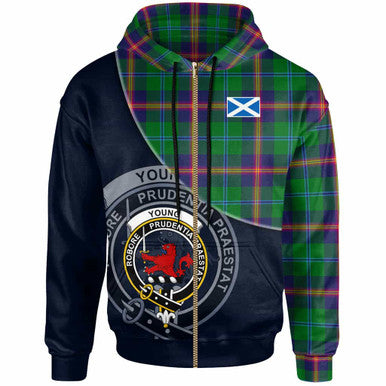 Scottish Young Clan Crest Tartan Hoodie - Bend Style Zip-up Tartan Plaid