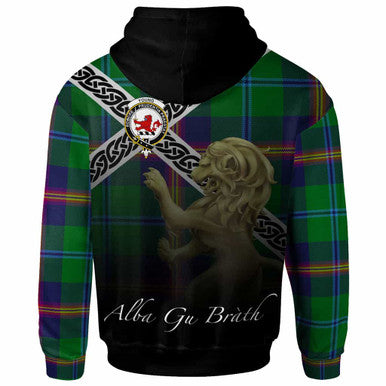 Scottish Young Clan Crest Tartan Hoodie - Scotland Lion Back Side Tartan Plaid