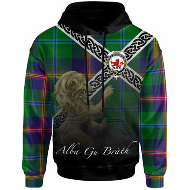 Scottish Young Clan Crest Tartan Hoodie - Scotland Lion Front Side Tartan Plaid
