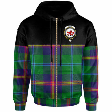 Scottish Young Clan Crest Tartan Hoodie - Horizontal Style Zip-up Tartan Plaid