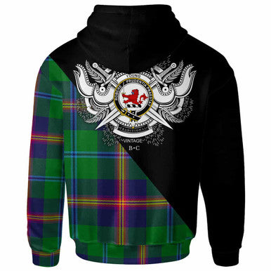 Scottish Young Clan Crest Tartan Hoodie - Military Logo Back Side Tartan Plaid