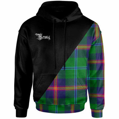 Scottish Young Clan Crest Tartan Hoodie - Military Logo Front Side Tartan Plaid