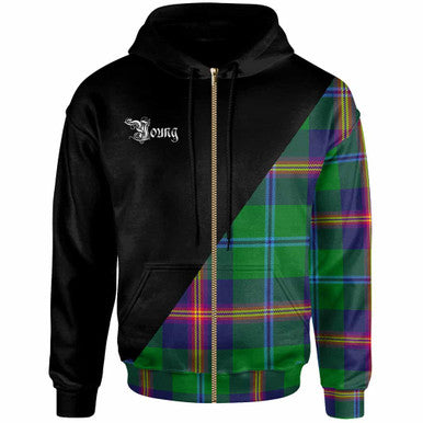 Scottish Young Clan Crest Tartan Hoodie - Military Logo Zip-up Tartan Plaid