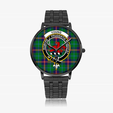 Scottish Young Clan Crest Tartan Instafamous Steel Quartz Watches Tartan Plaid Black 1