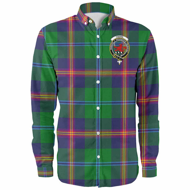 Scottish Young Clan Crest Tartan Long Sleeve Shirt Front Side Tartan Plaid