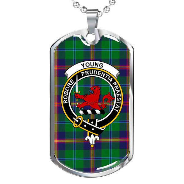 Scottish Young Clan Crest Tartan Military Dog Tag Necklace Tartan Plaid 1
