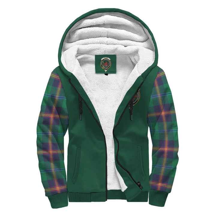 Scottish Young Clan Crest Tartan Plaid Sleeve Sherpa Hoodie