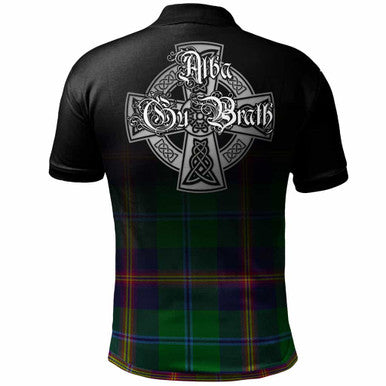 Scottish Young Clan Crest Tartan Polo Shirt - Alba Gu Brath Family Crest Celtic Inspired Back Side Tartan Plaid