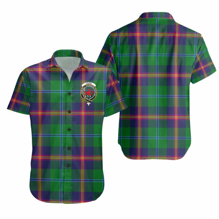 Scottish Young Clan Crest Tartan Short Sleeve Shirt Tartan Plaid