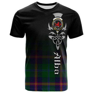 Scottish Young Clan Crest Tartan T-Shirt - Alba Gu Brath Family Crest Celtic Inspired Front Side Tartan Plaid