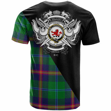 Scottish Young Clan Crest Tartan T-Shirt - Military Logo Back Side Tartan Plaid