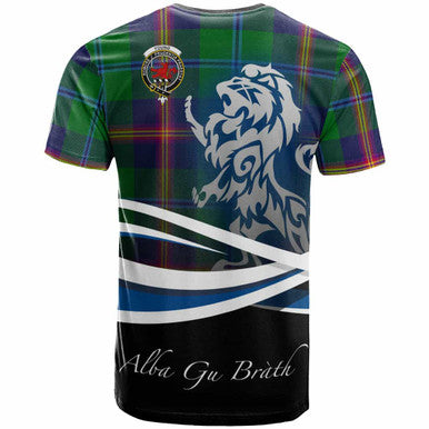 Scottish Young Clan Crest Tartan T-Shirt - Scotland Lion Back Side Tartan Plaid