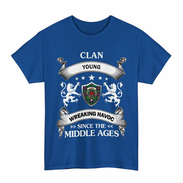 Scottish Young Clan Crest Tartan T-Shirt Wreaking Havoc Design Tartan Plaid Royal Color