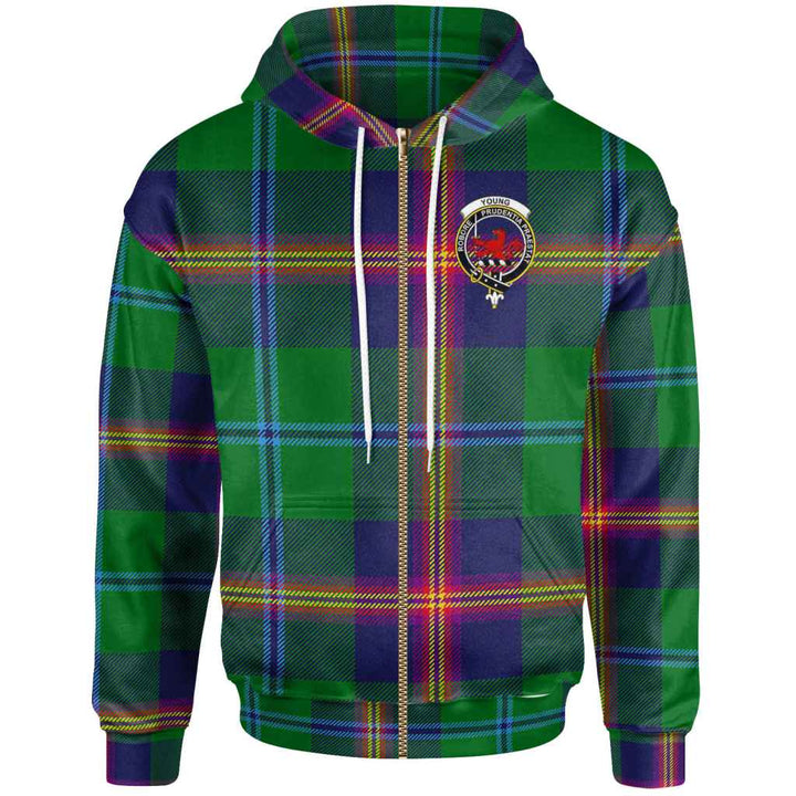 Scottish Young Clan Crest Tartan Hoodie Zip Tartan Plaid