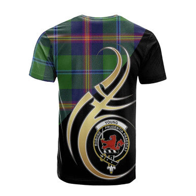 Scottish Young Modern Clan Crest Tartan T-Shirt Believe in Me Back Side Tartan Plaid