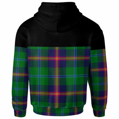 Scottish Young Modern Clan Tartan Hoodie - Horizontal Style Back Side Tartan Plaid
