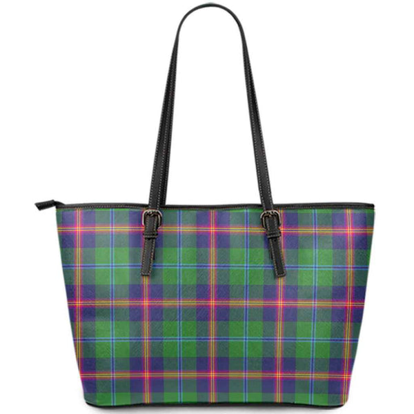 Scottish Young Modern Clan Tartan Leather Tote Tartan Plaid