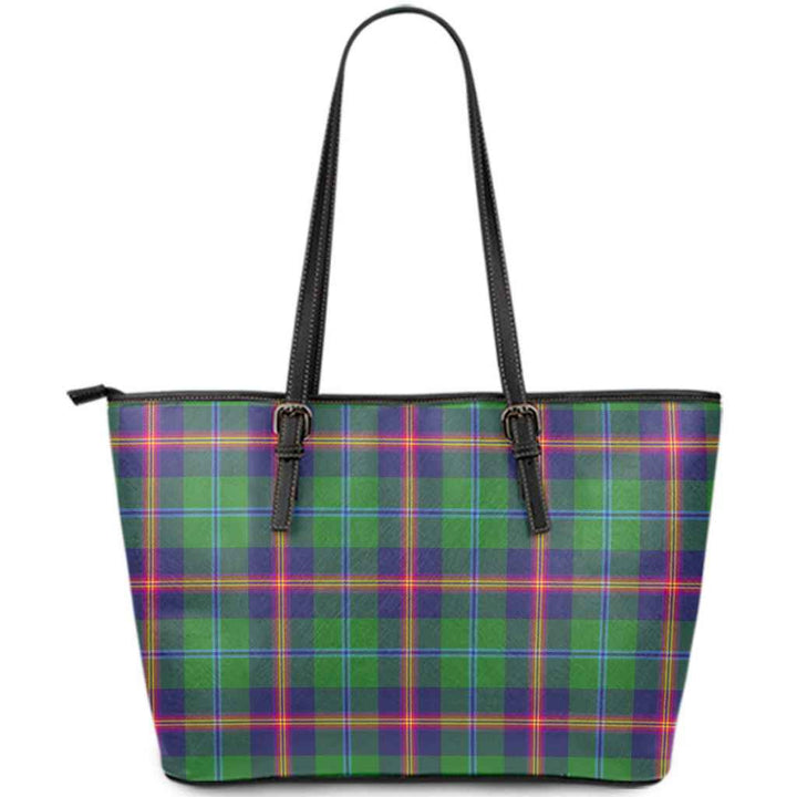 Scottish Young Modern Clan Tartan Leather Tote Tartan Plaid