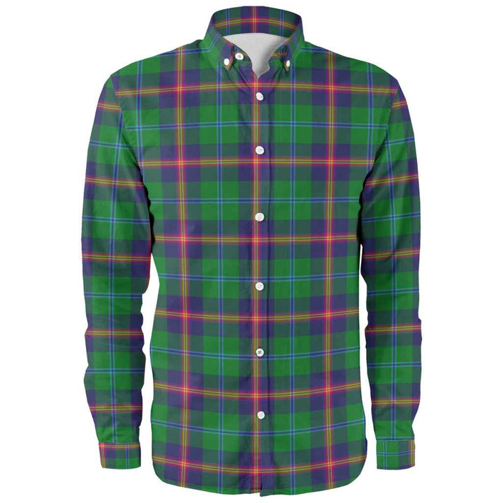 Scottish Young Modern Clan Tartan Long Sleeve Shirt Front Side Tartan Plaid