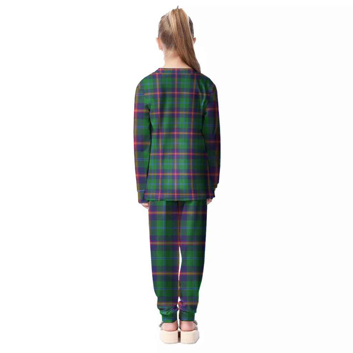 Scottish Young Modern Clan Tartan Pajama Set Kid Back Side Tartan Plaid