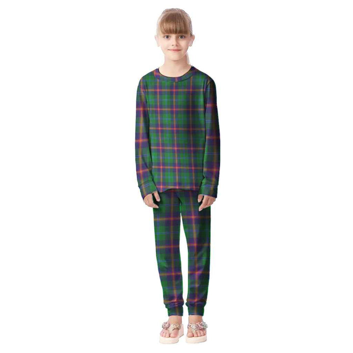 Scottish Young Modern Clan Tartan Pajama Set Kid Front Side Tartan Plaid