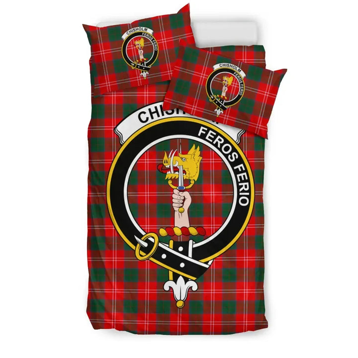 Scottish Chisholm Clan Crest Tartan Bedding Set Tartan Plaid 1