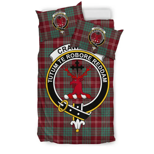 Scottish Crawford Clan Crest Tartan Bedding Set Tartan Plaid 1