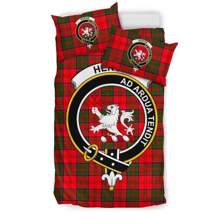 Scottish Heron Clan Crest Tartan Bedding Set Tartan Plaid 1