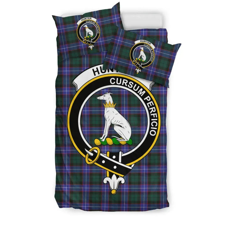 Scottish Hunter Clan Crest Tartan Bedding Set Tartan Plaid 1