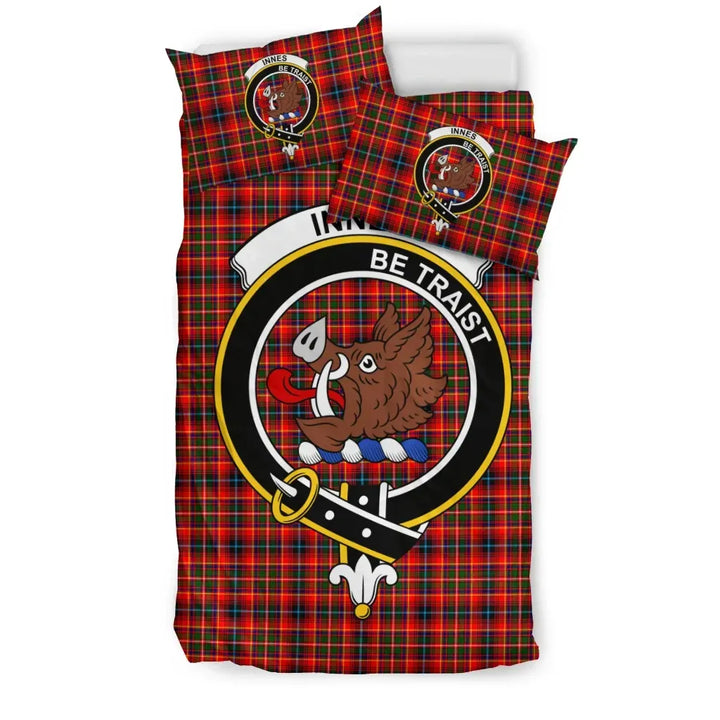 Scottish Innes Clan Crest Tartan Bedding Set Tartan Plaid 1