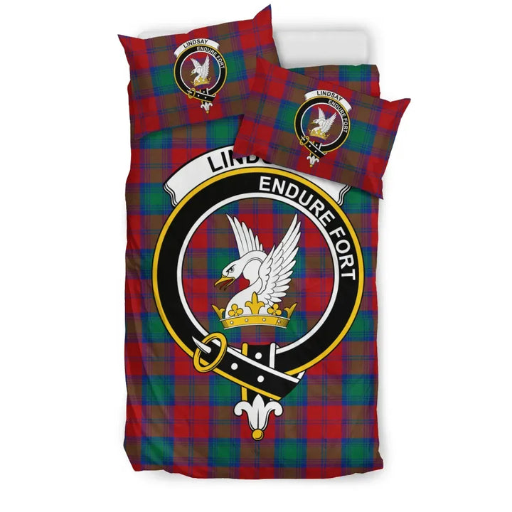 Scottish Lindsay Clan Crest Tartan Bedding Set Tartan Plaid 1