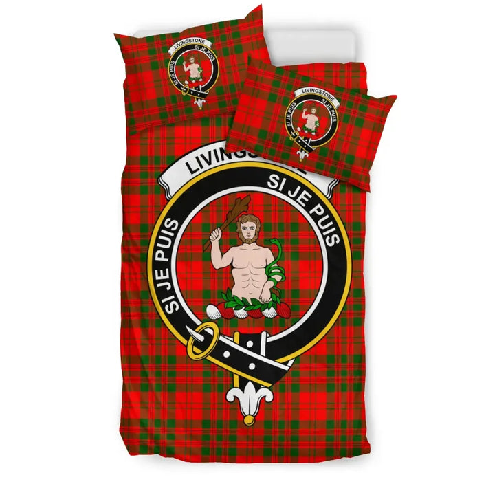 Scottish Livingstone Clan Crest Tartan Bedding Set Tartan Plaid 1