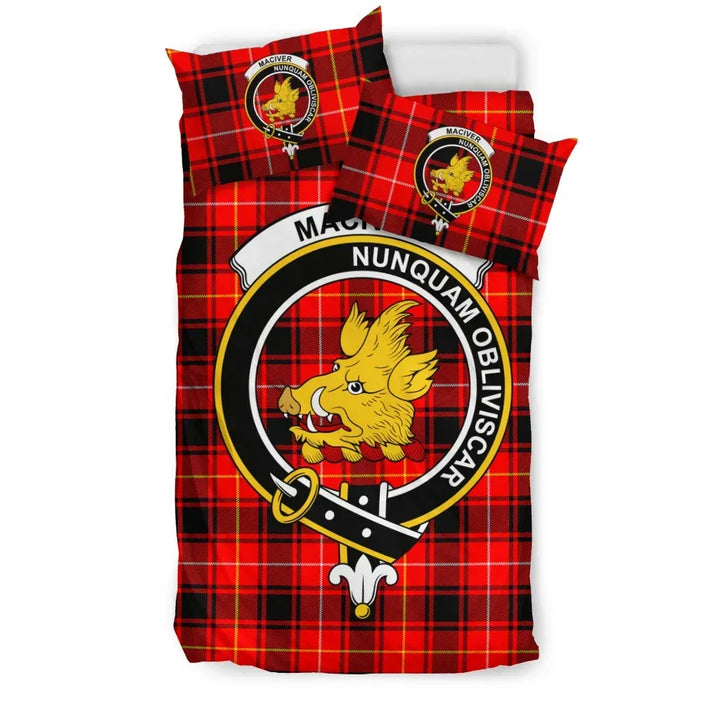 Scottish MacIver Clan Crest Tartan Bedding Set Tartan Plaid 1