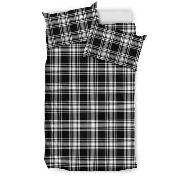 Scottish Menzies Black & White Modern Clan Tartan Bedding Set Tartan Plaid 1