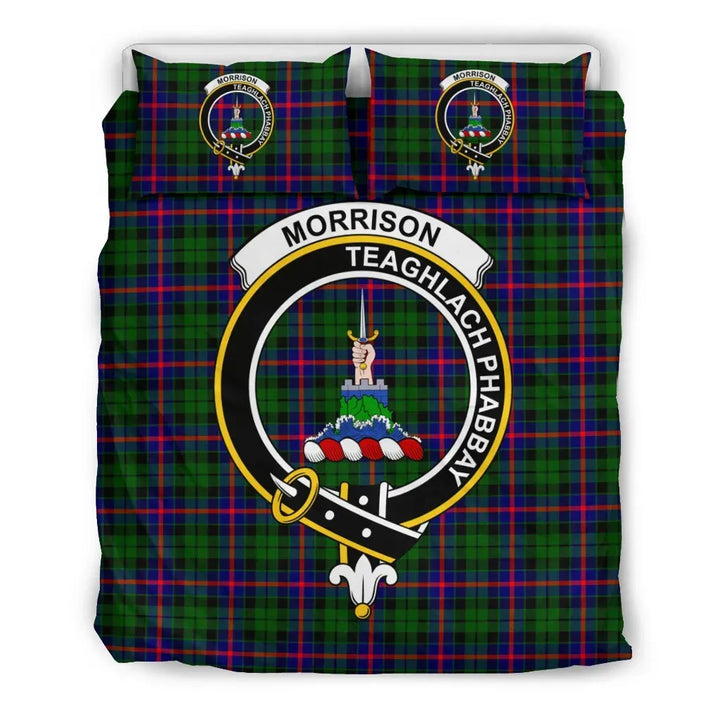Scottish Morrison Clan Crest Tartan Bedding Set Tartan Plaid 2