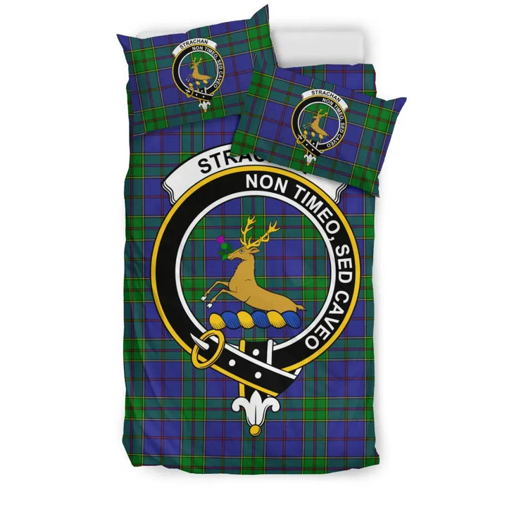 Scottish Strachan Clan Crest Tartan Bedding Set Tartan Plaid 1